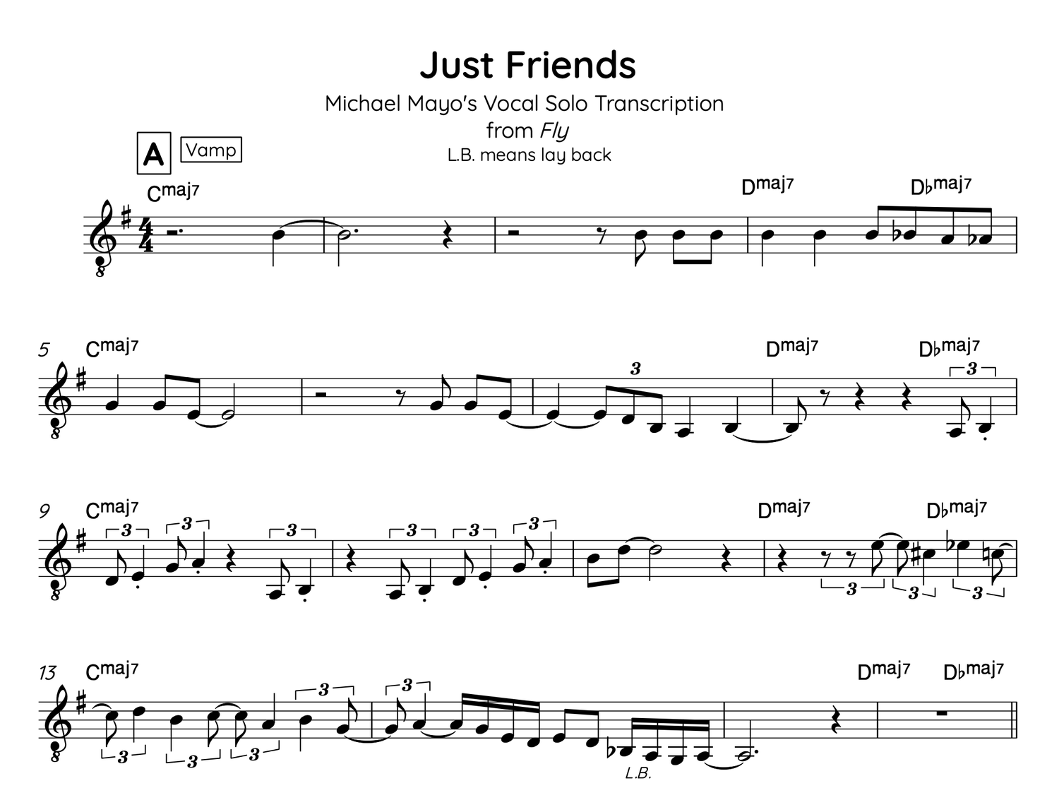Just Friends: Michael Mayo Vocal Solo Transcription — Michael Mayo